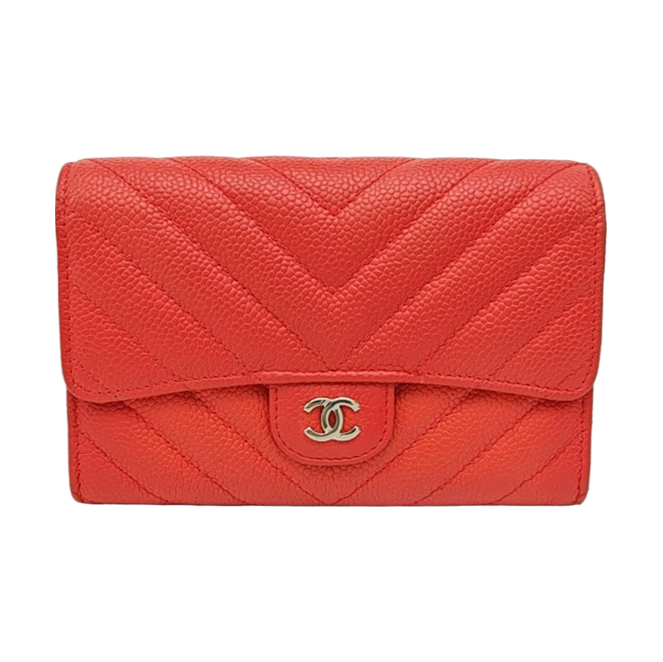 CLASSIC FLAP Mini Chevron Calfskin Pink Wallet
