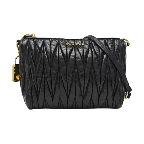 Quilted Lambskin Top Handle Bag Black
