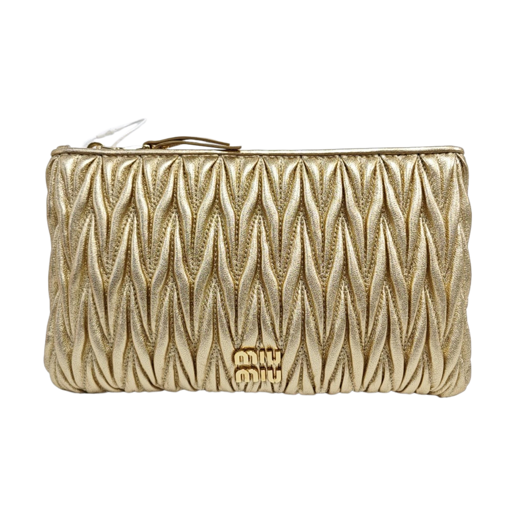 Quilted Lambskin Clutch Gold