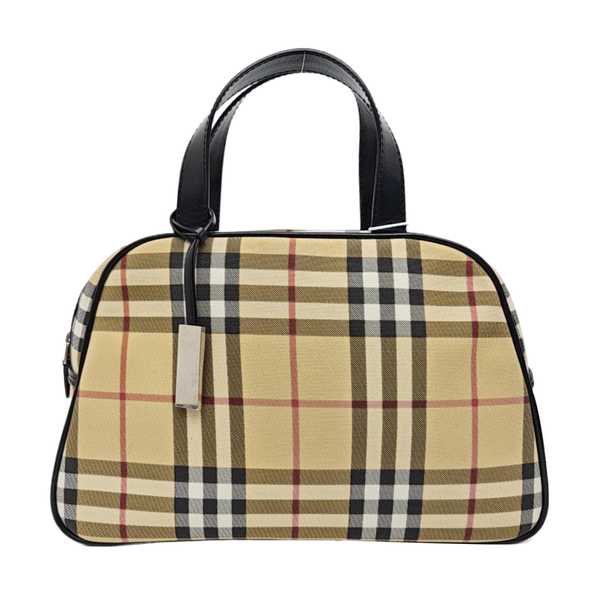 Coated Canvas Top Handle Bag Beige