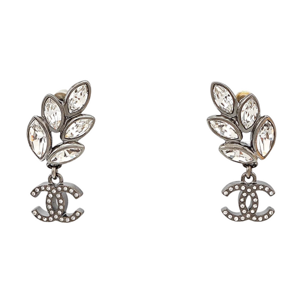CC Logo Metal Gray Stud Earrings