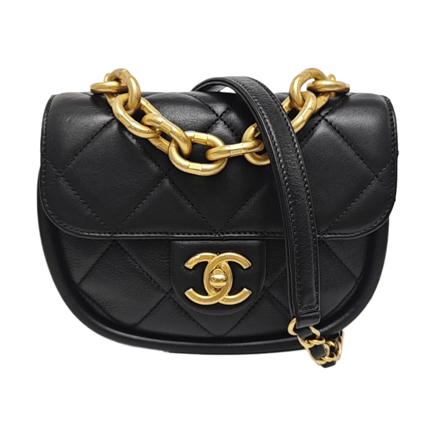Quilted Calfskin Shoulder Bag Black