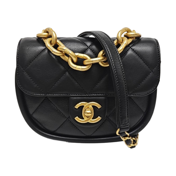 Quilted Calfskin Shoulder Bag Black