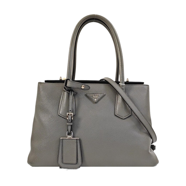 Double Medium Saffiano Calfskin Gray