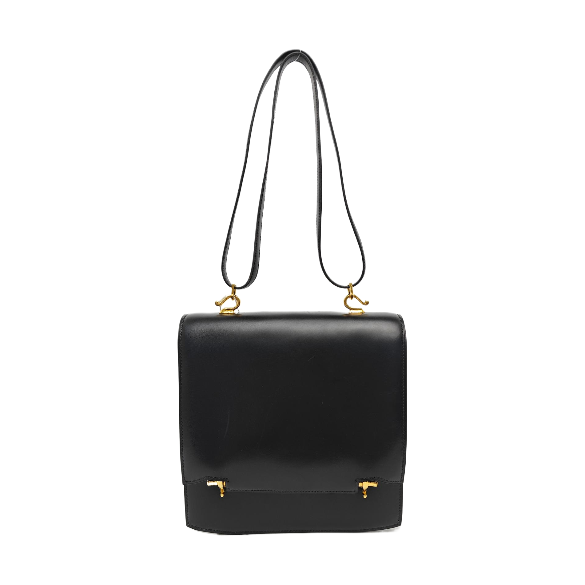 Box Calf Shoulder Bag Black