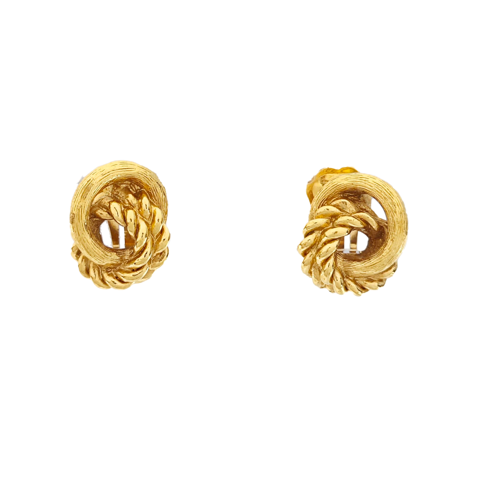 Twist Round Metal Gold Clip On Earrings