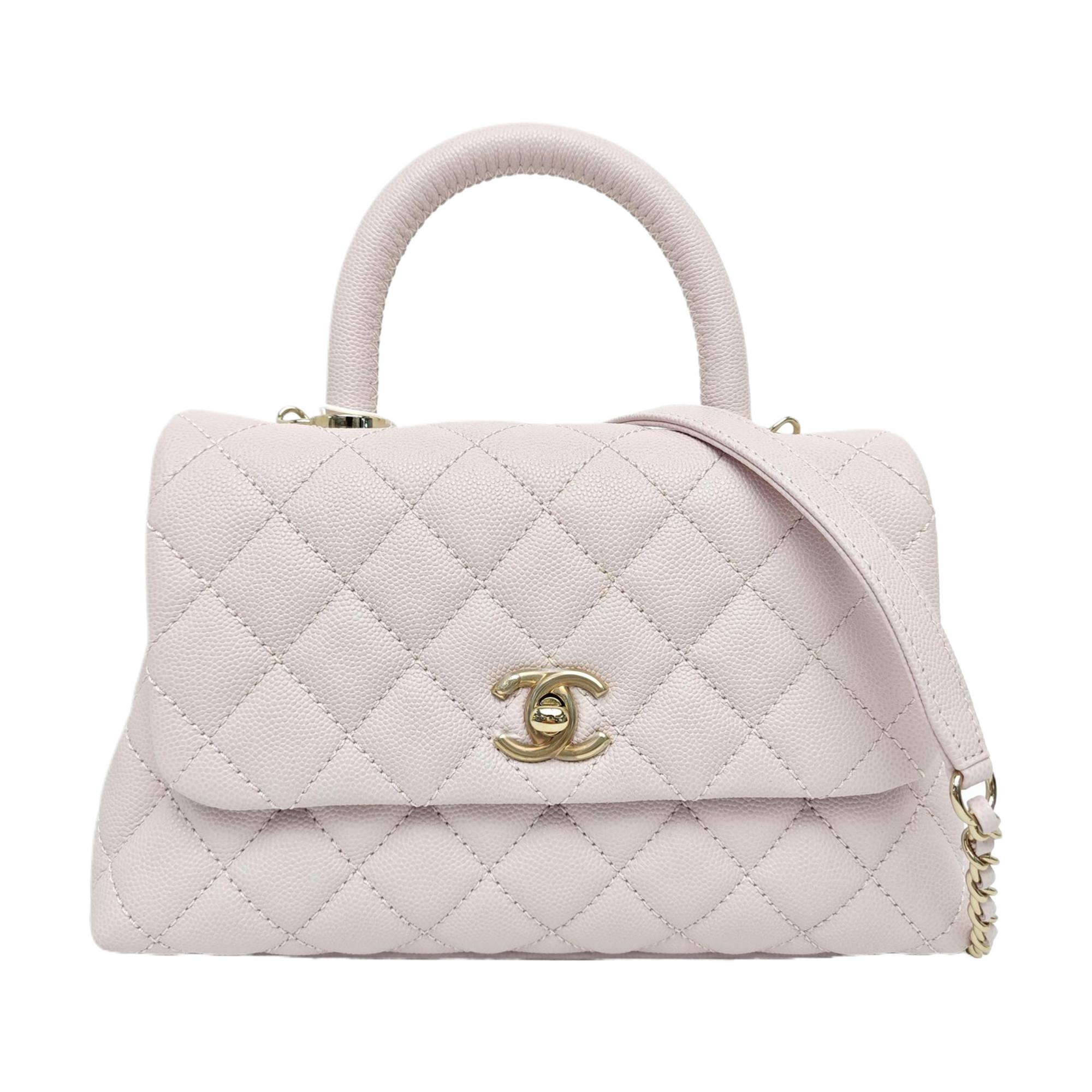 COCO HANDLE Small Quilted Grained Calfskin Pink