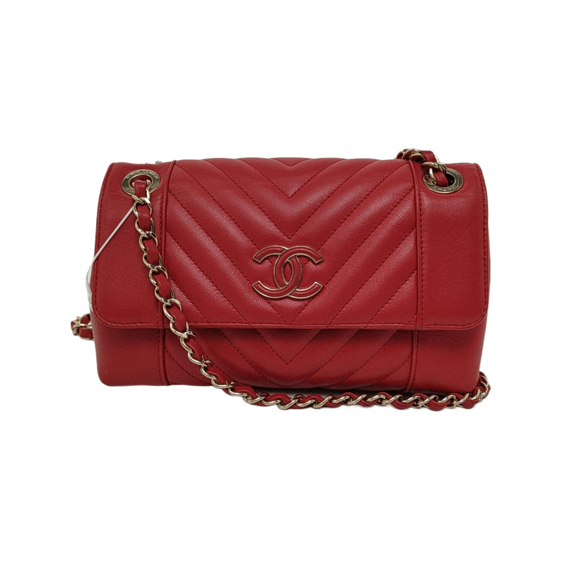 Chevron, Quilted Calfskin Red