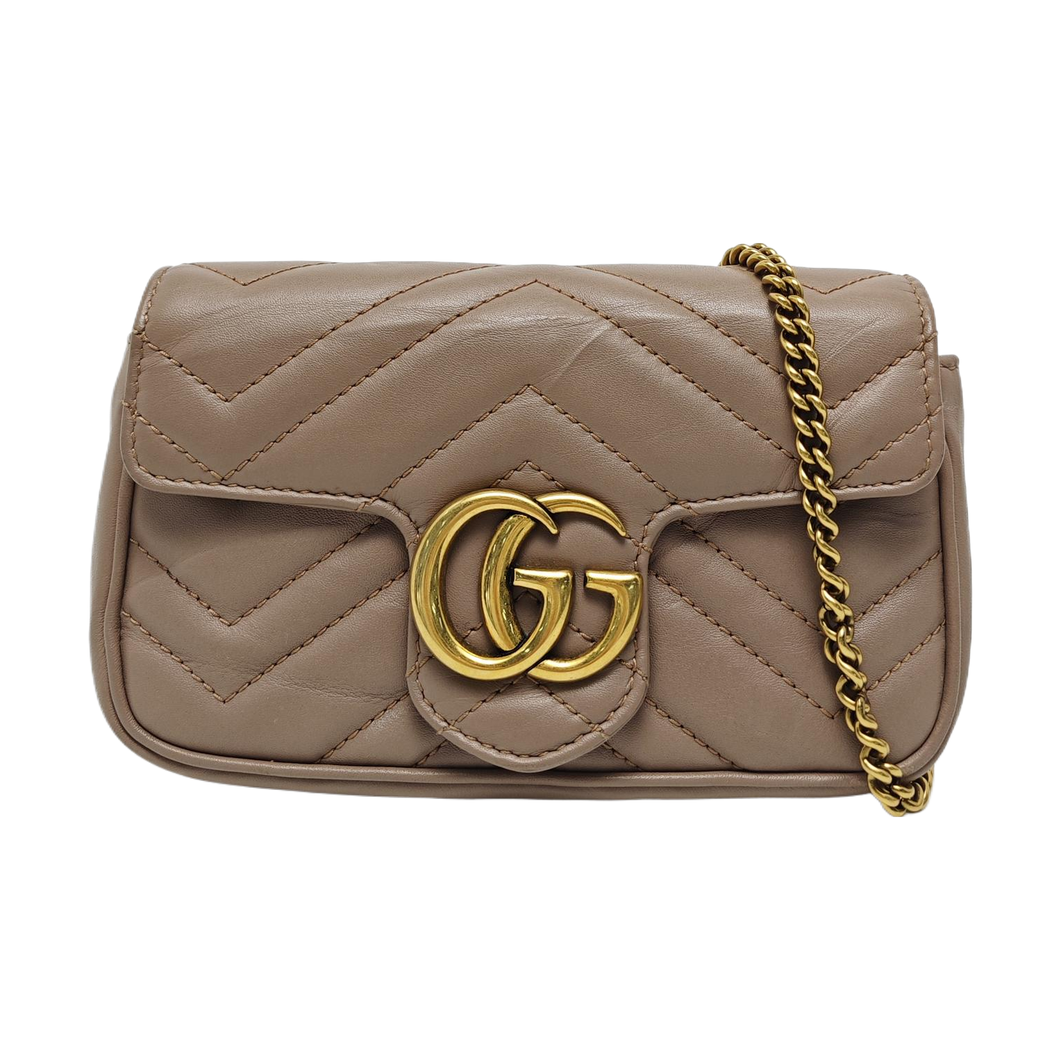 GG Marmont Mini Quilted Calfskin Beige