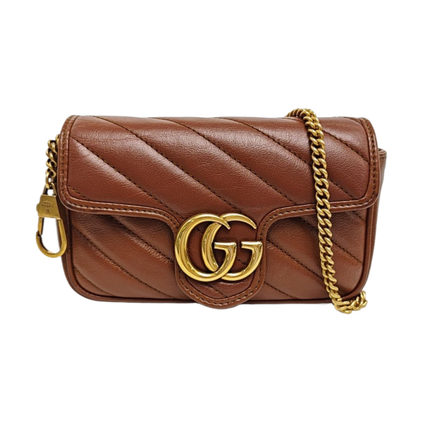 GG Marmont Mini Quilted Calfskin Brown