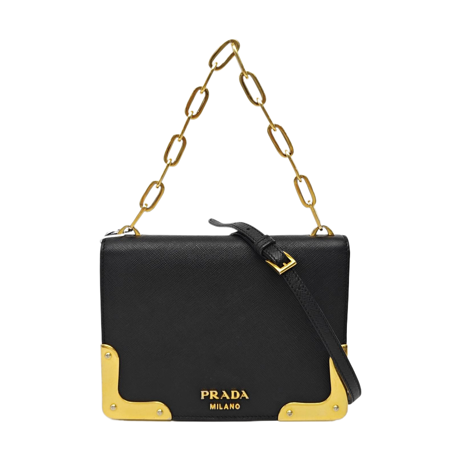 Saffiano Calfskin Shoulder Bag Black