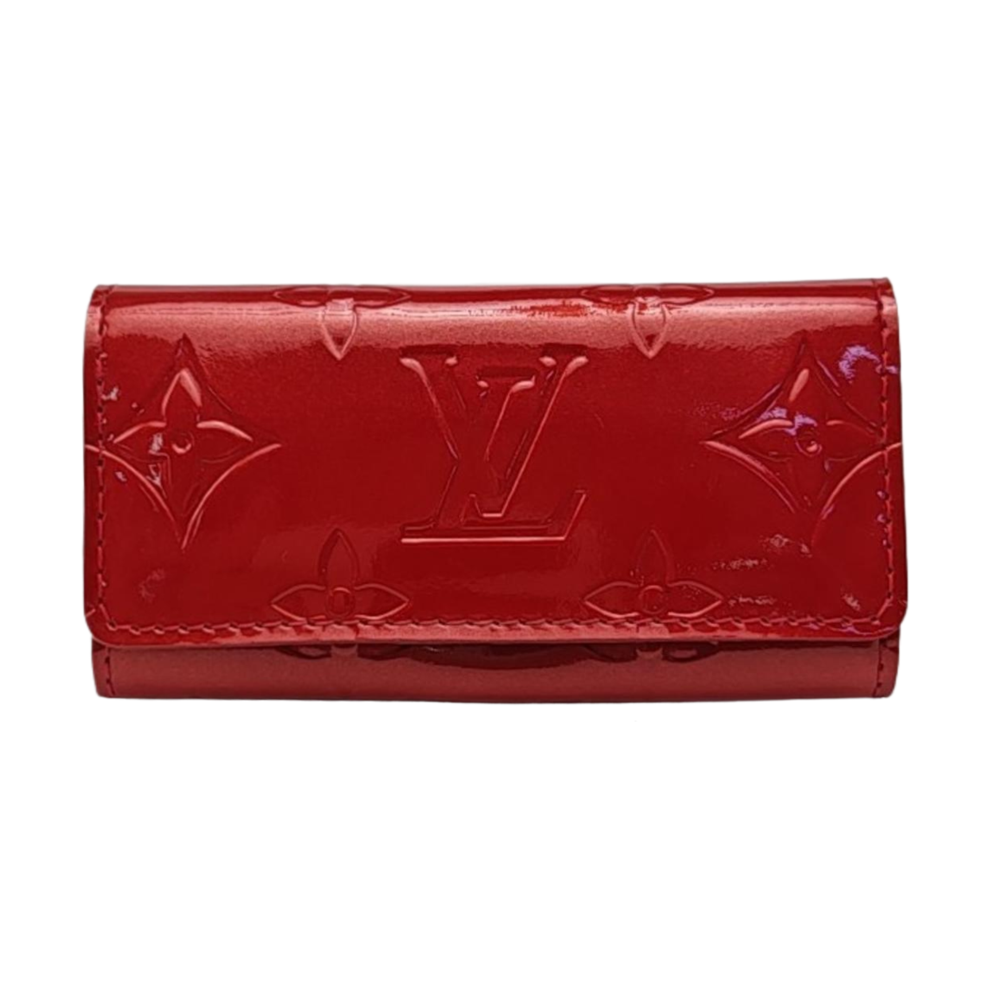 Monogram Patent Leather Key Pouch Red