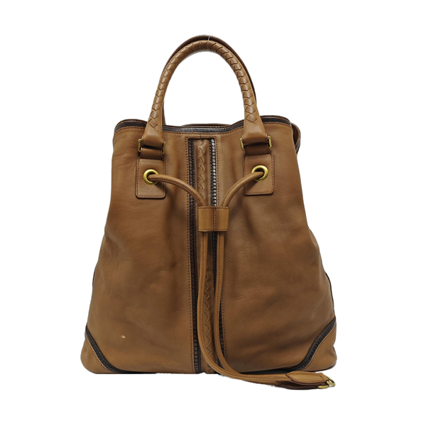 Calfskin Top Handle Bag Brown
