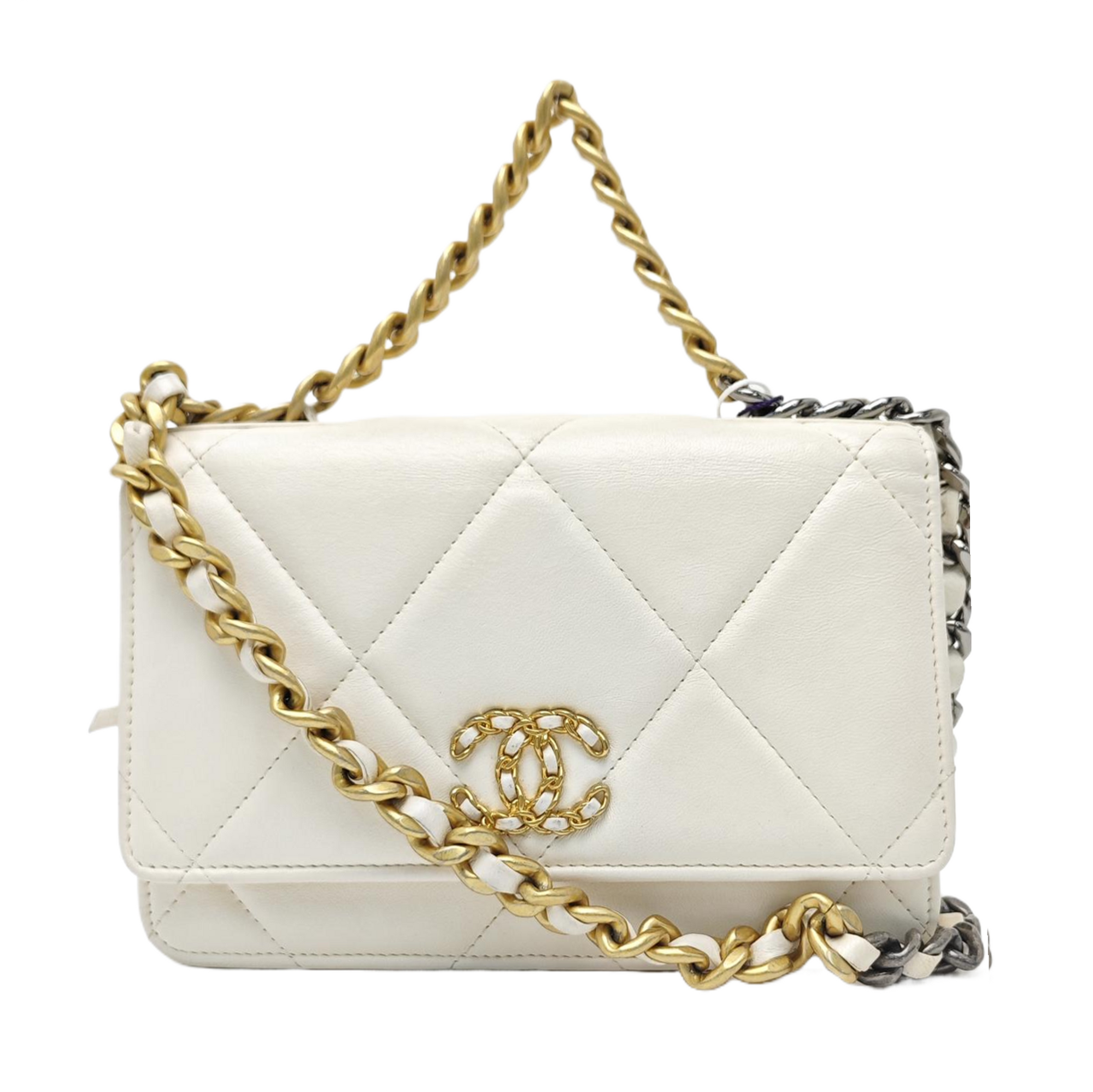 CHANEL 19 Quilted Lambskin White