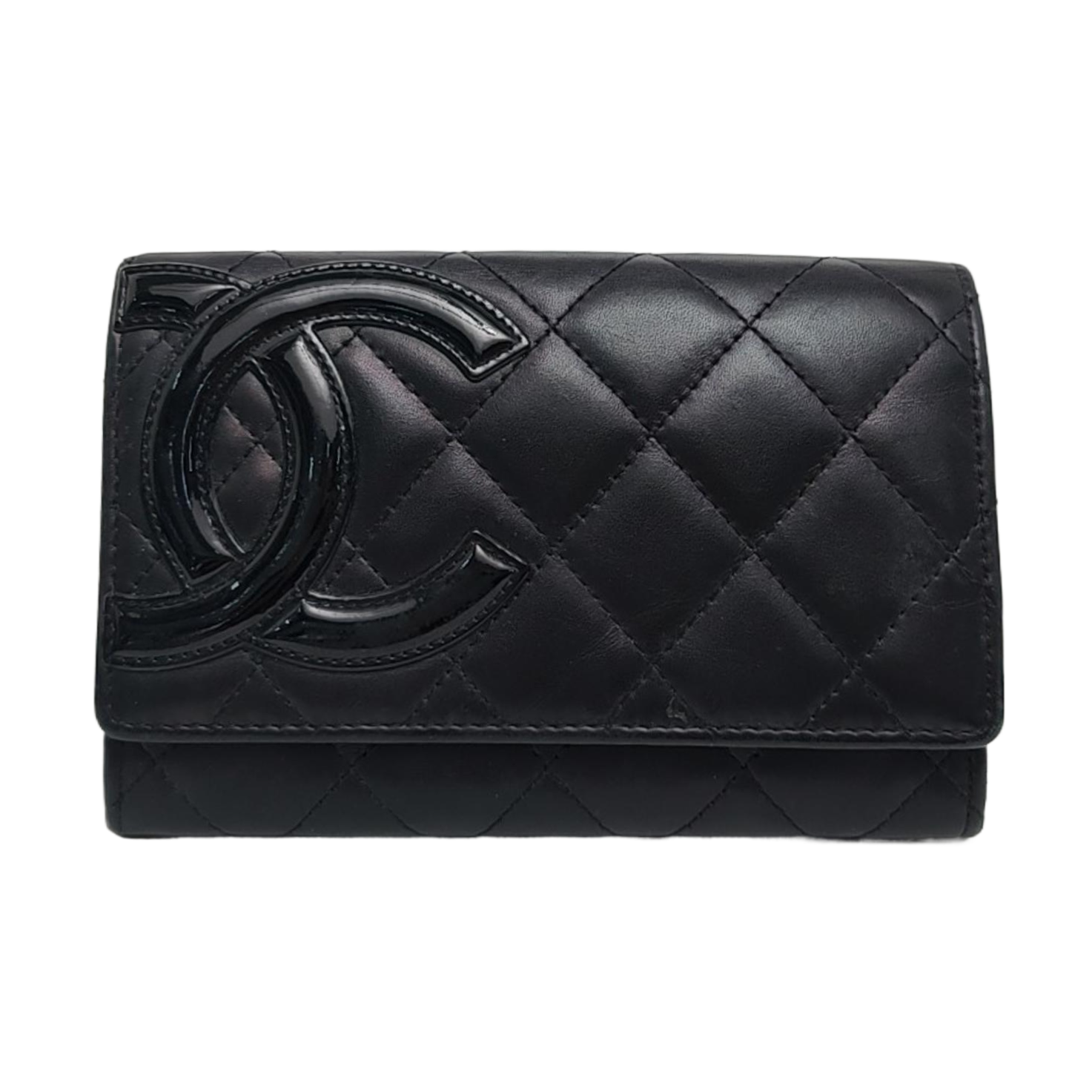 Authenticated pre-owned  CAMBON Quilted Calfskin Black Wallet - Wallet at Looply