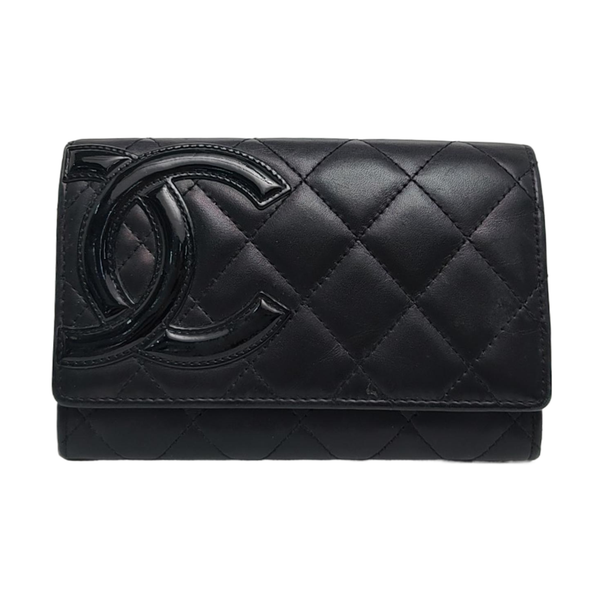 Authenticated pre-owned  CAMBON Quilted Calfskin Black Wallet - Wallet at Looply