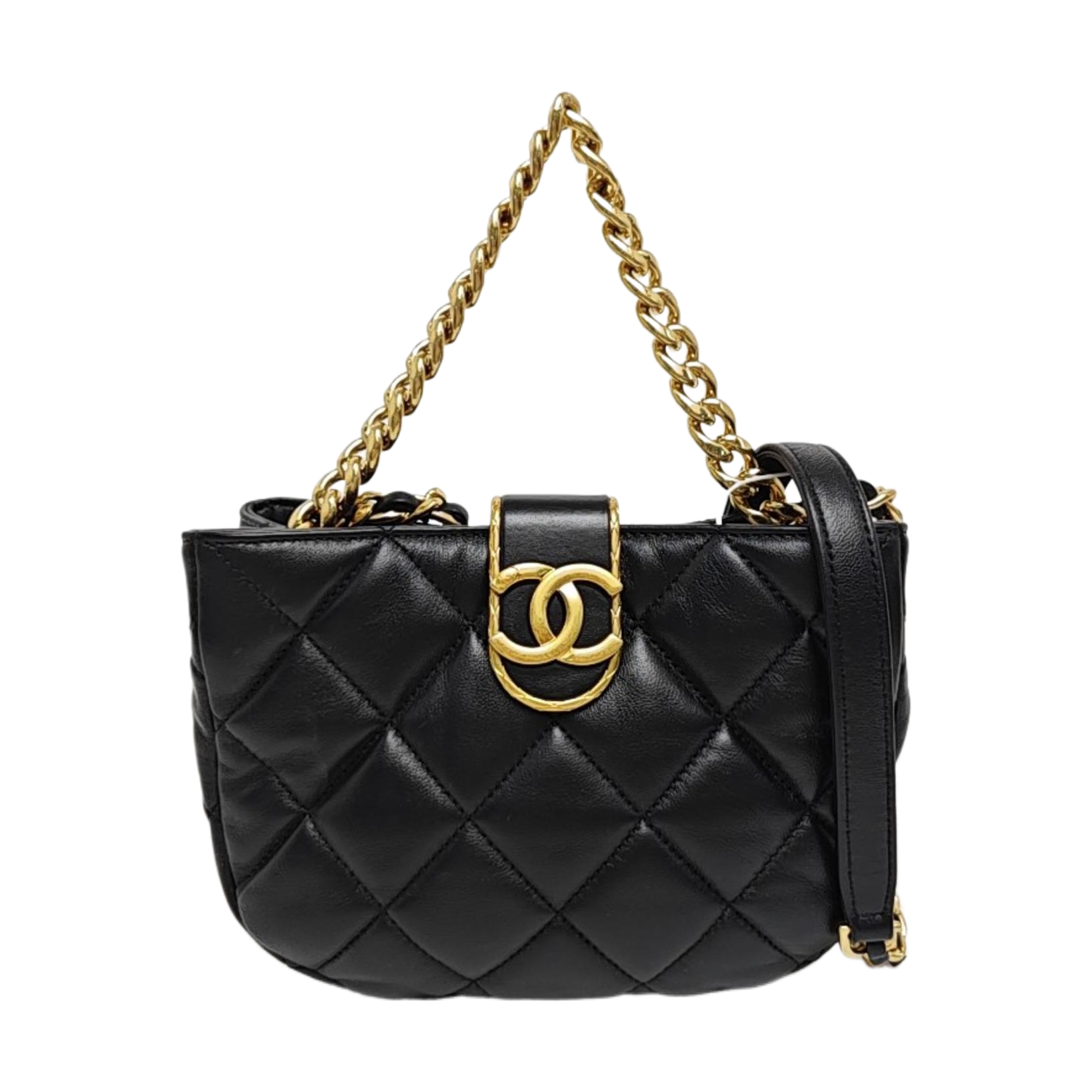 Quilted Lambskin Shoulder Bag Small Black