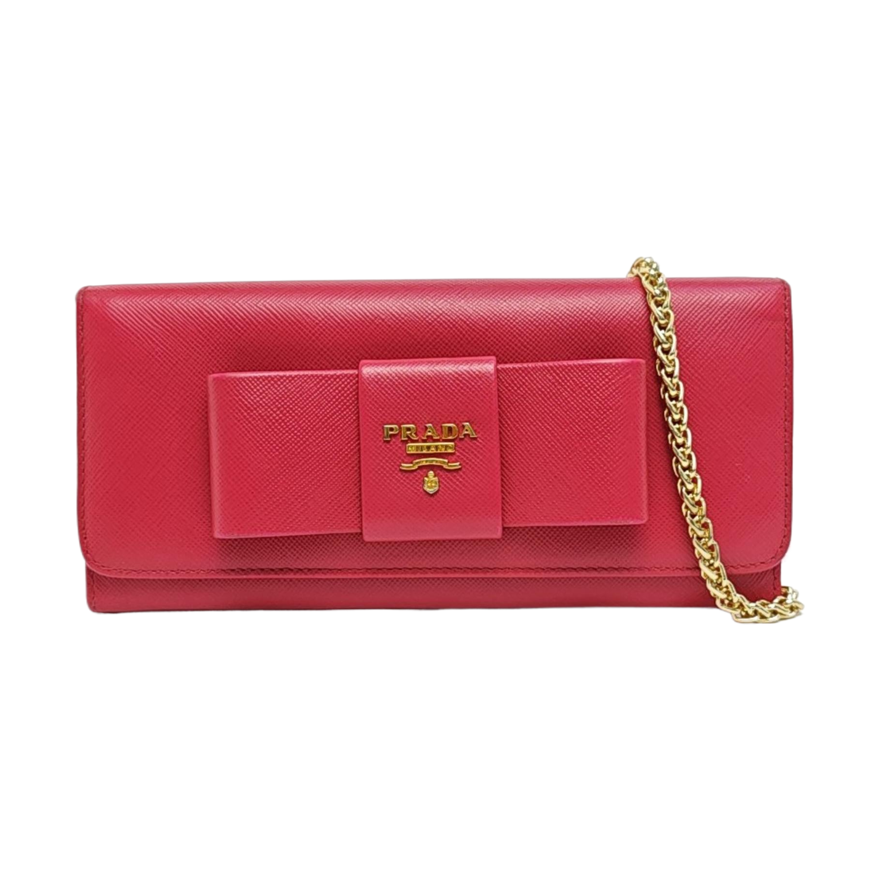 Fiocco Bow Saffiano Calfskin Red Wallet