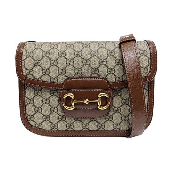 Horsebit 1955 Medium Monogram Coated Canvas Beige