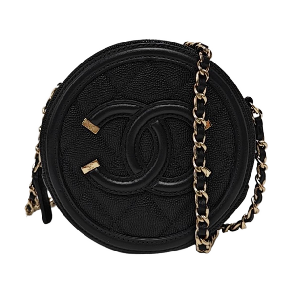 Authenticated pre-owned  FILIGREE Quilted Grained Calfskin Black - Crossbody Bag at Looply
