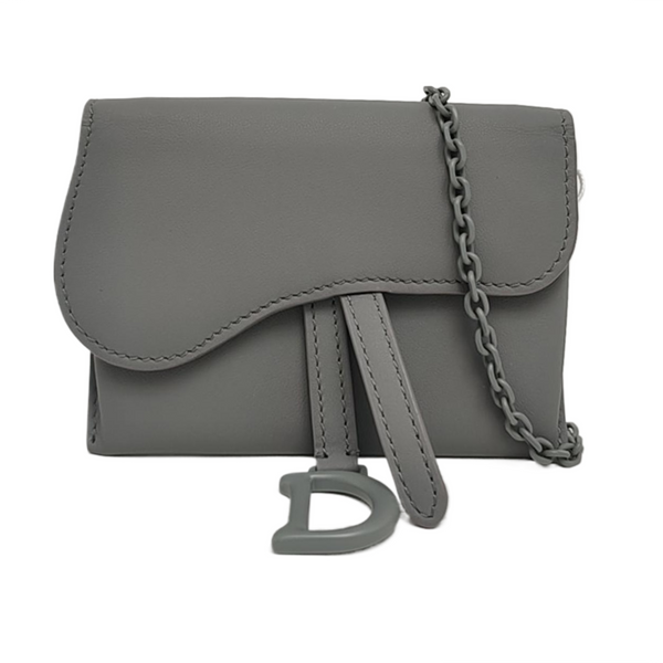 Authenticated pre-owned  Saddle Calfskin Grey - Shoulder Bag at Looply