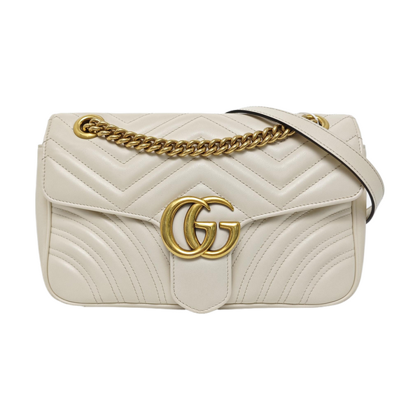 GG Marmont Medium Quilted Calfskin White