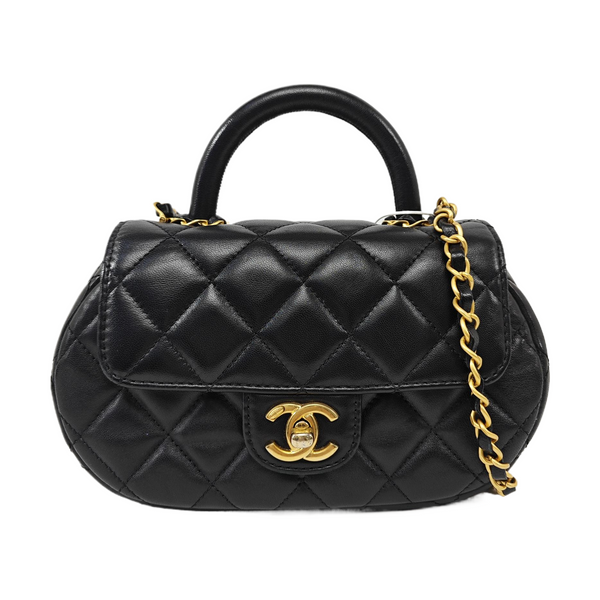 Quilted Lambskin Shoulder Bag Medium Black