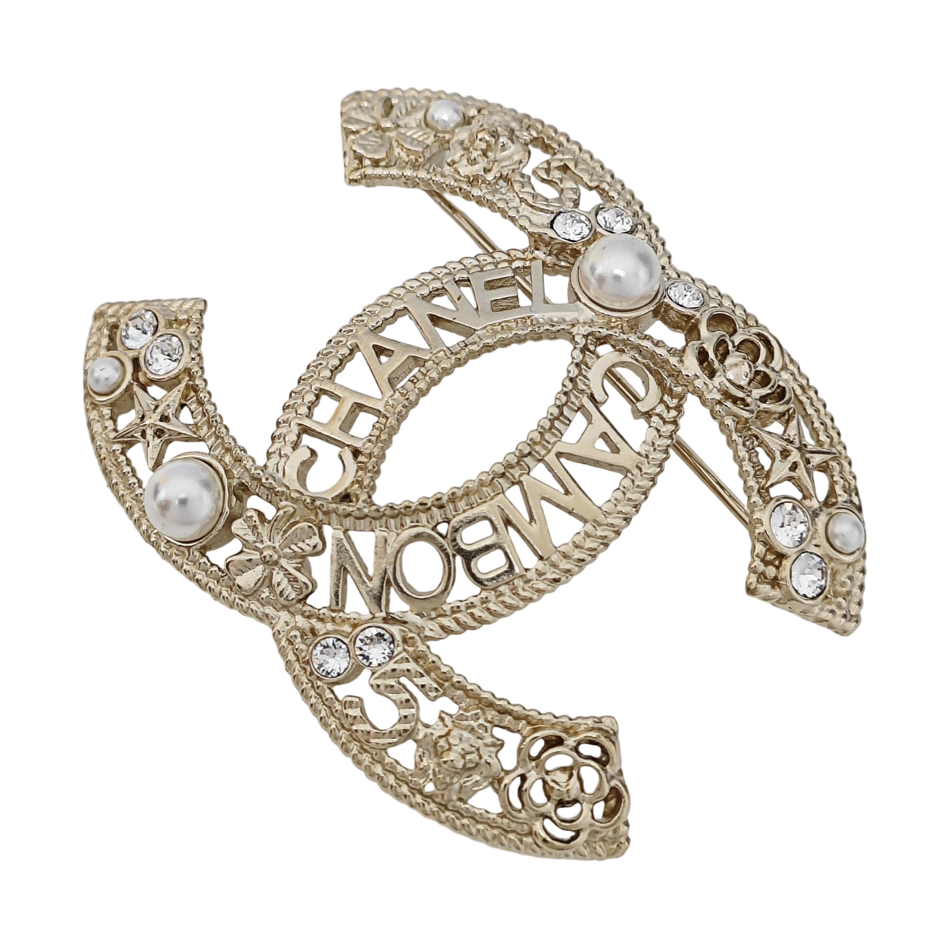 CC Logo Metal Gold Brooch