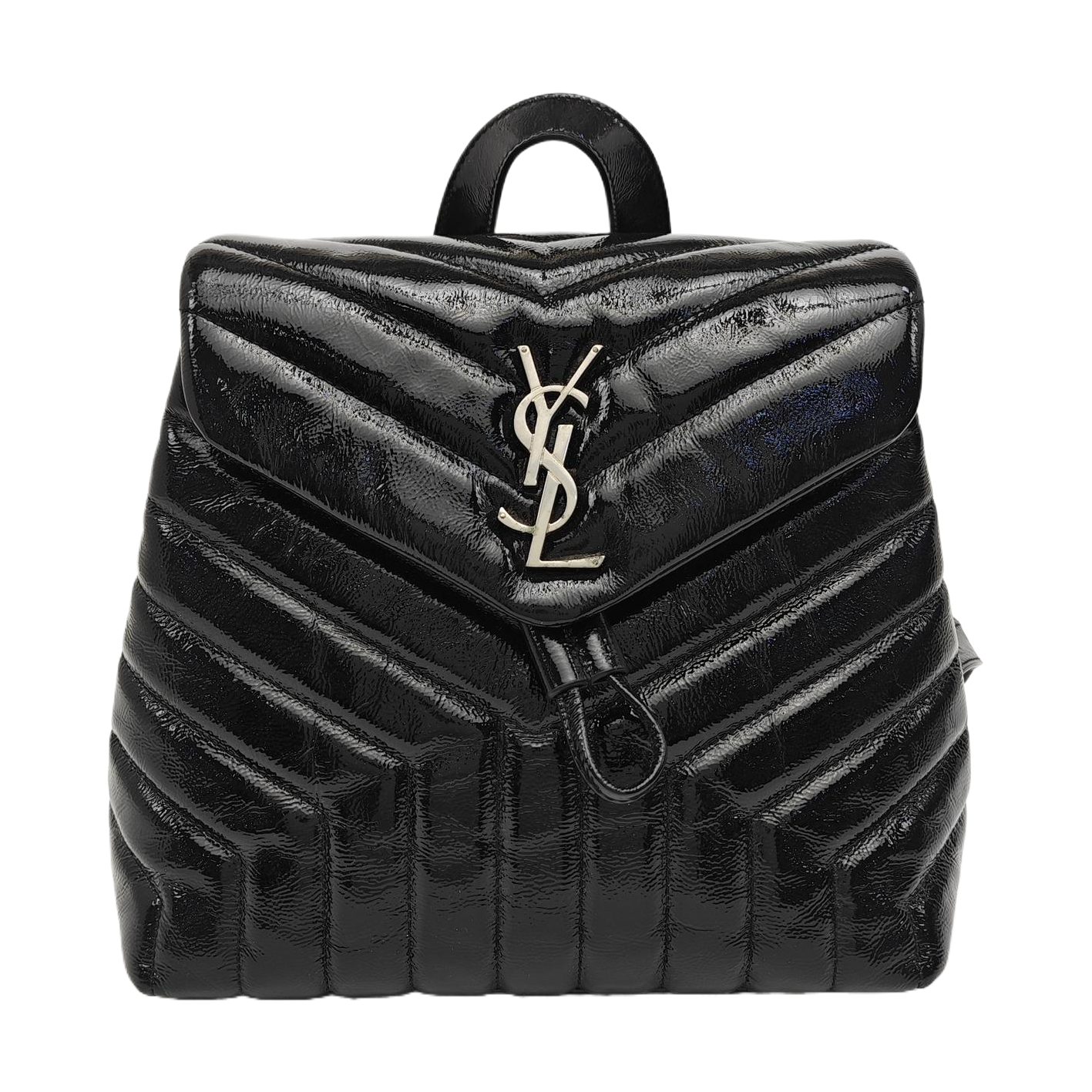 LOULOU Small Chevron Calfskin Black