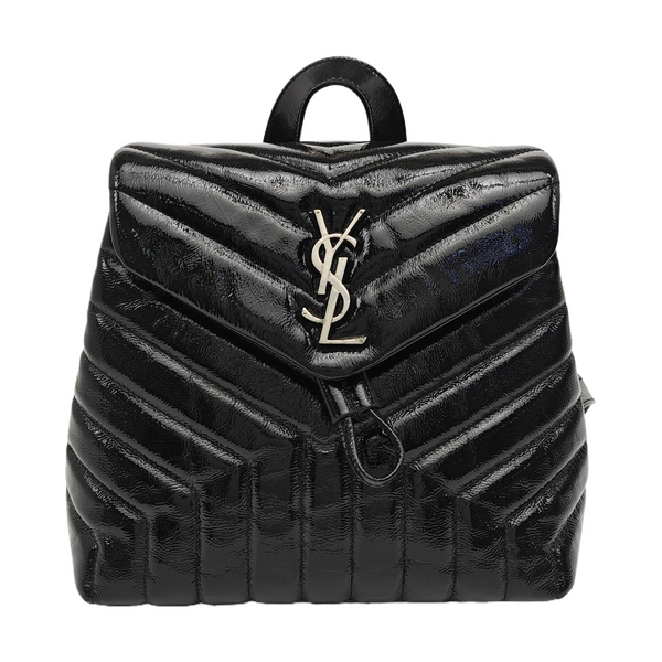 LOULOU Small Chevron Calfskin Black