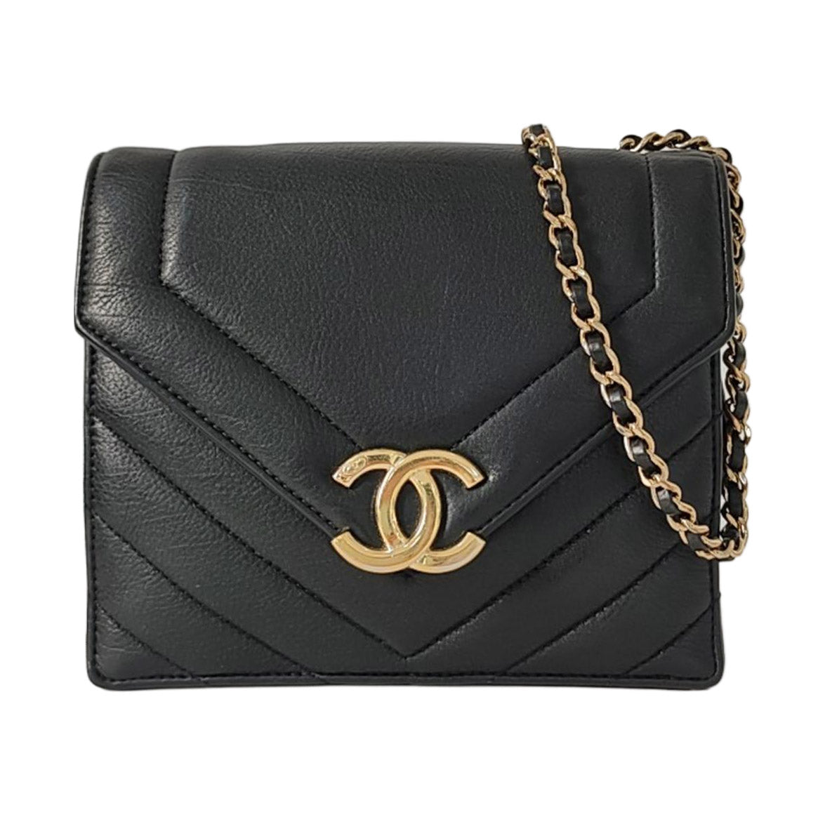 Chevron, Quilted Calfskin Black
