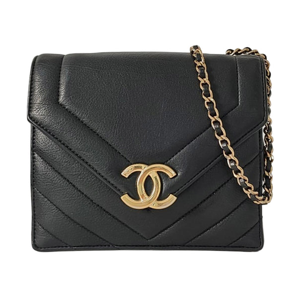 Chevron, Quilted Calfskin Black