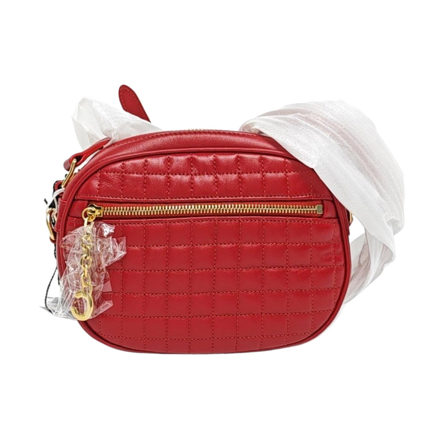 C CHARM Small Quilted Calfskin Red