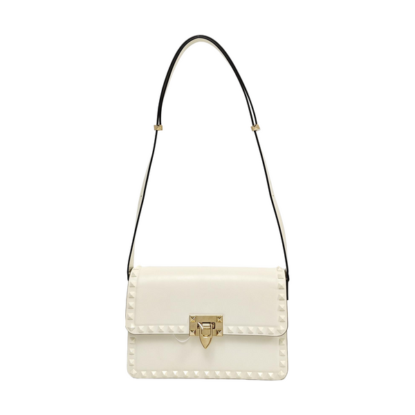 Rockstud Calfskin White