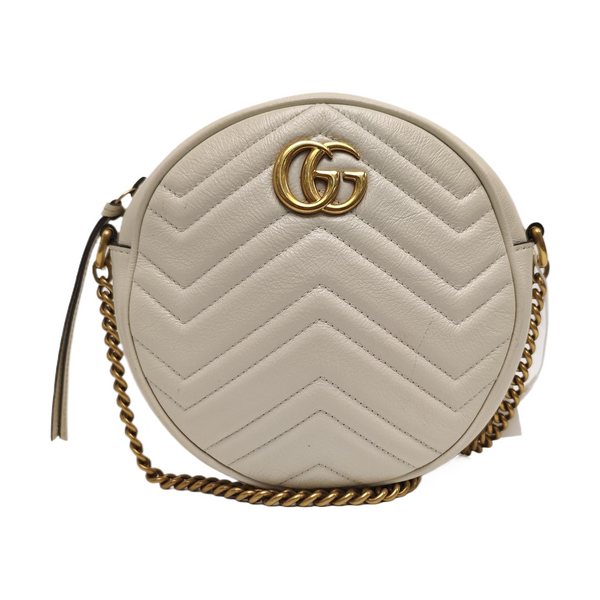 GG Marmont Mini Quilted Calfskin White