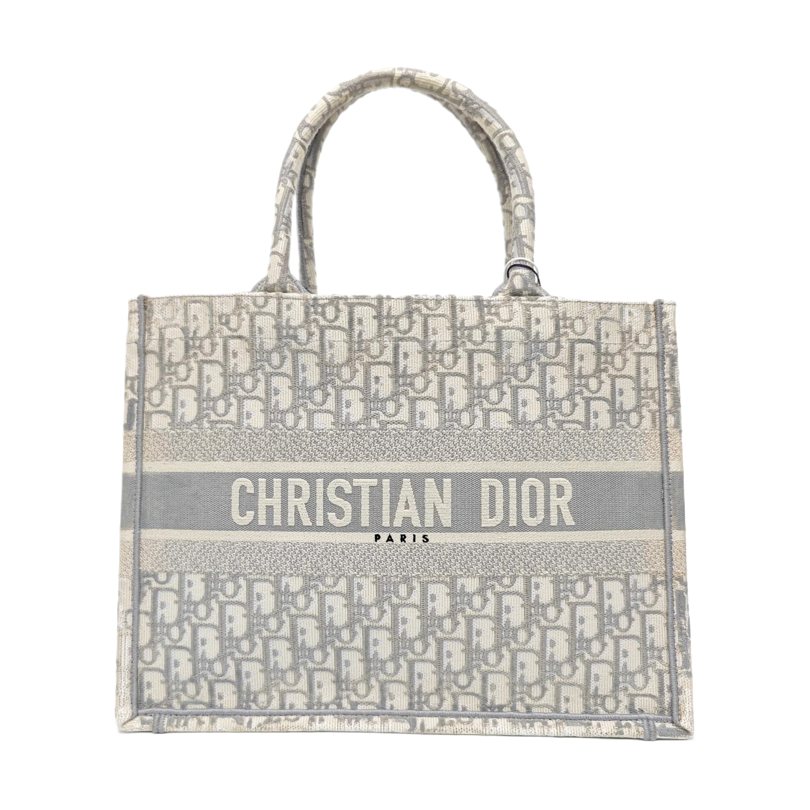 Book Tote Medium Oblique Canvas White