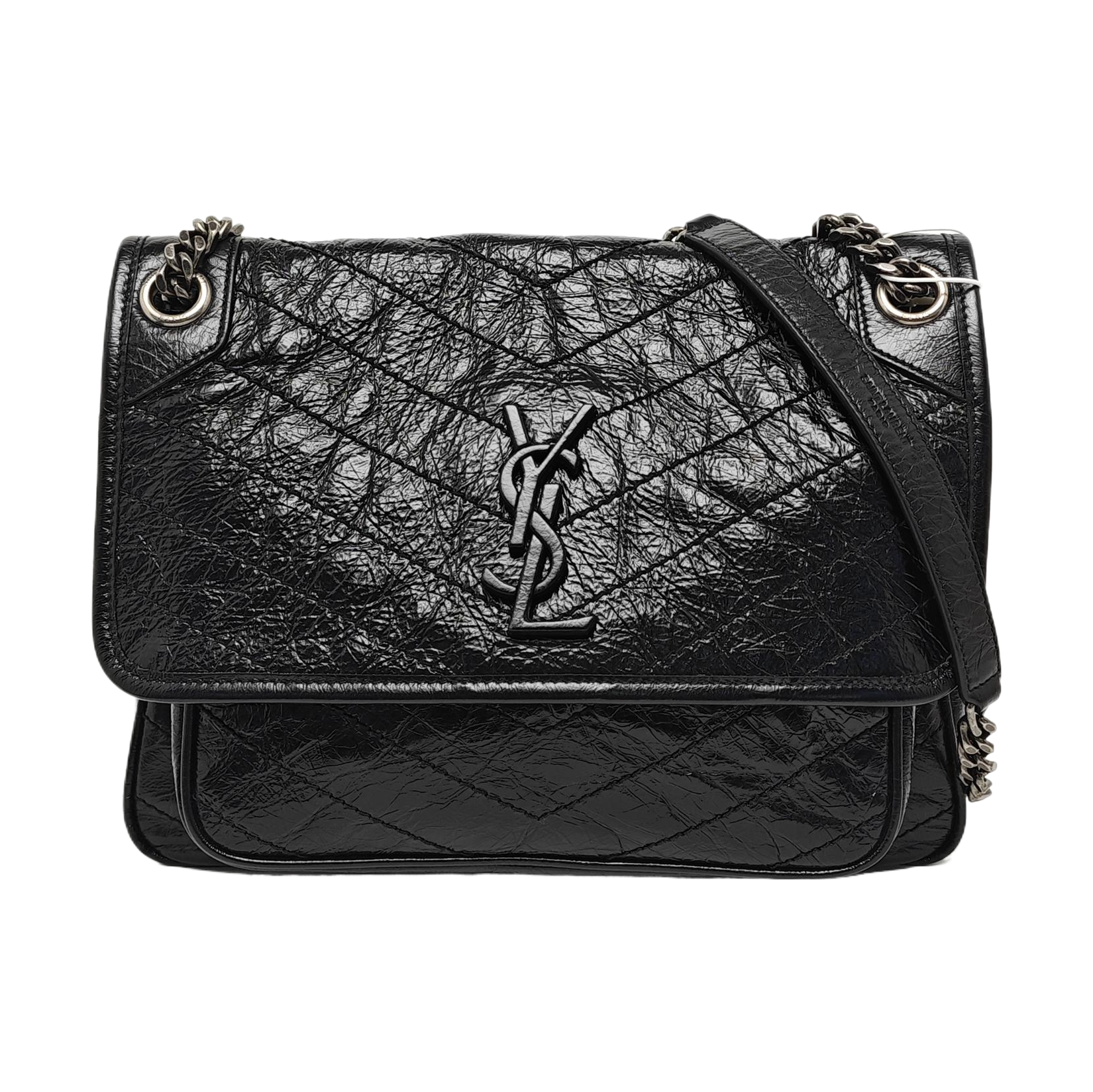 NIKI Medium Chevron Calfskin Black