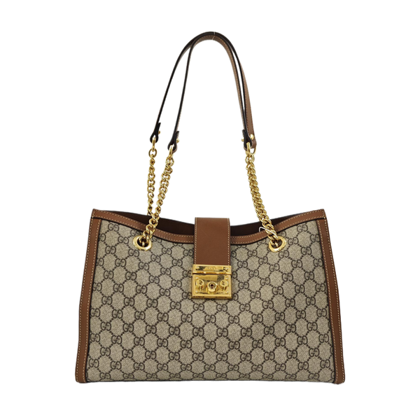 Padlock Medium Monogram Coated Canvas Beige