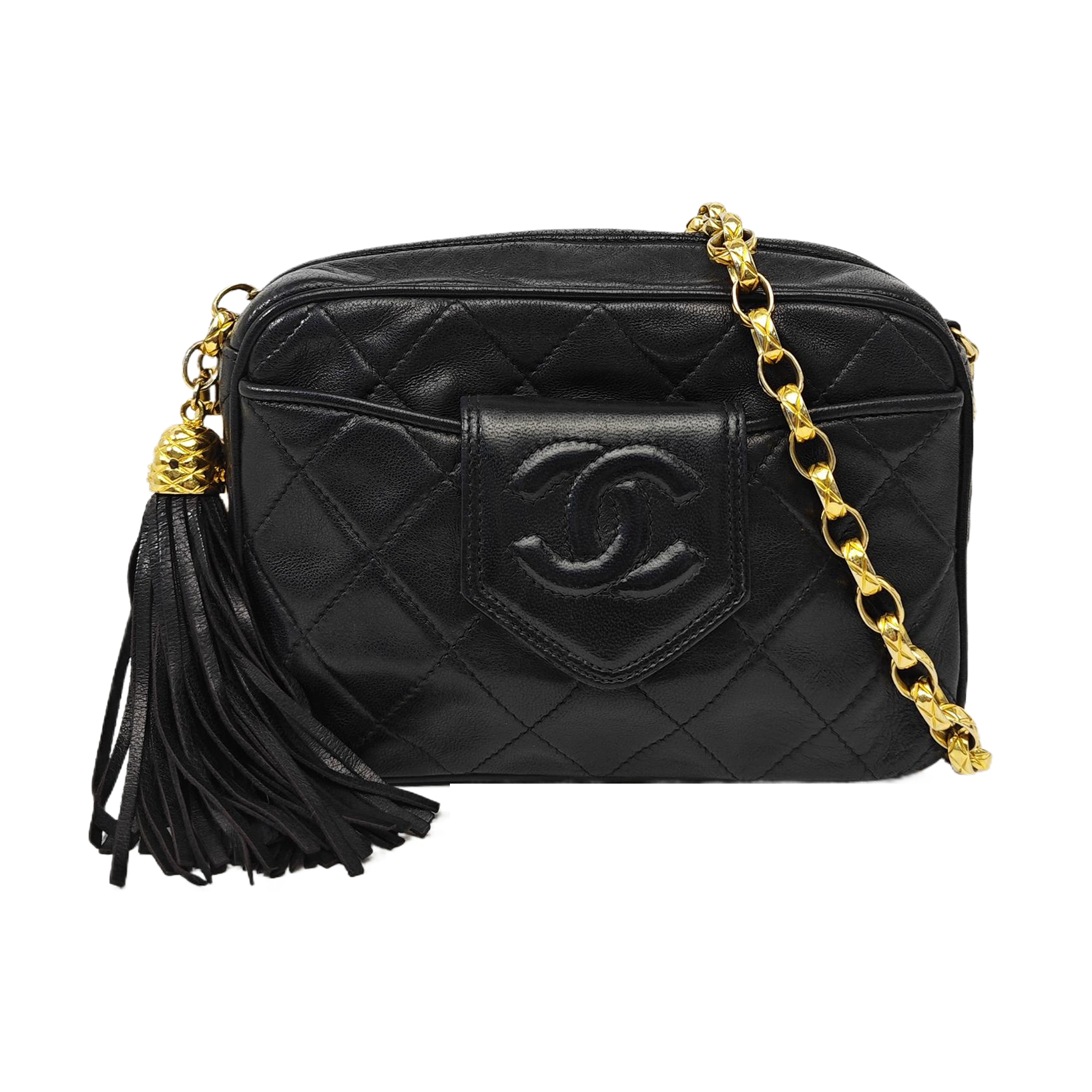 Quilted Lambskin Shoulder Bag Black