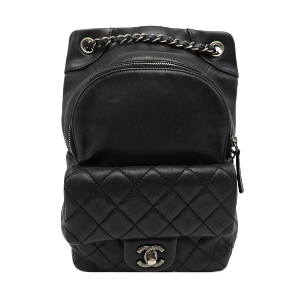 Quilted Calfskin Backpack Black