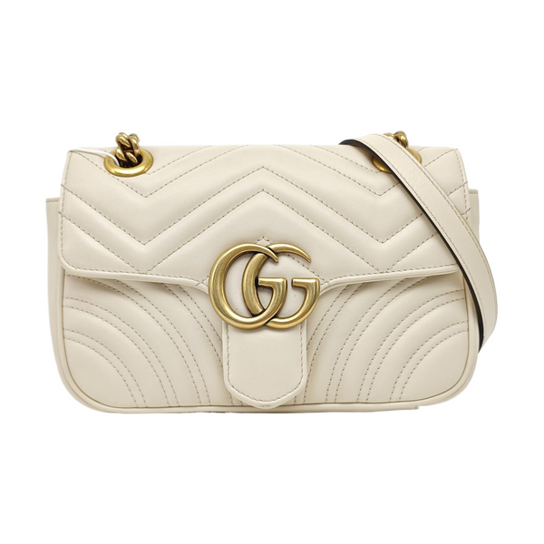 GG Marmont Small Quilted Calfskin White