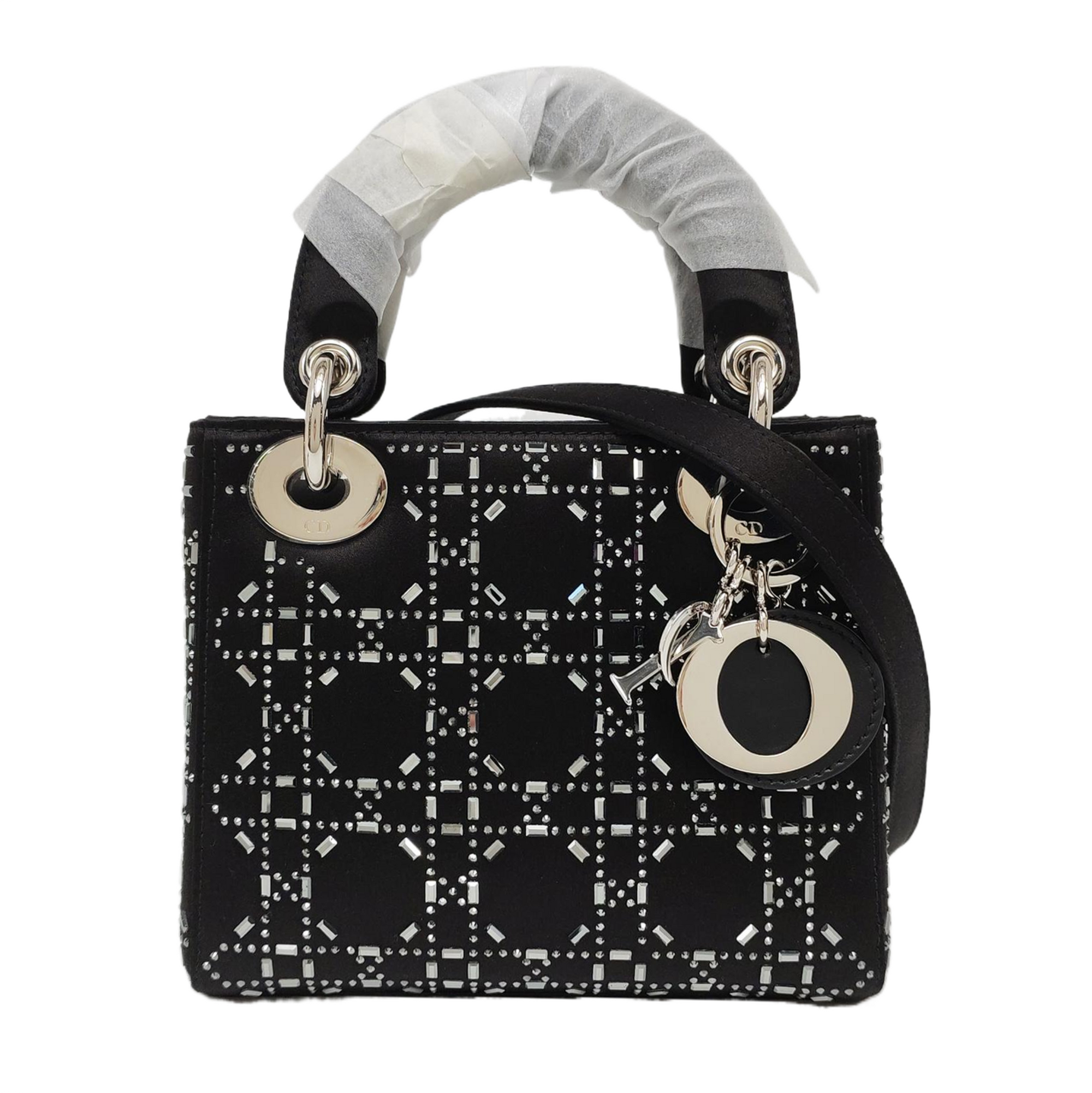Authenticated pre-owned  Lady Dior Mini Silk Satin Black - Tote Bag at Looply
