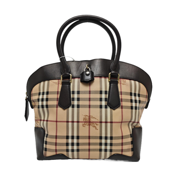 Coated Canvas Top Handle Bag Beige