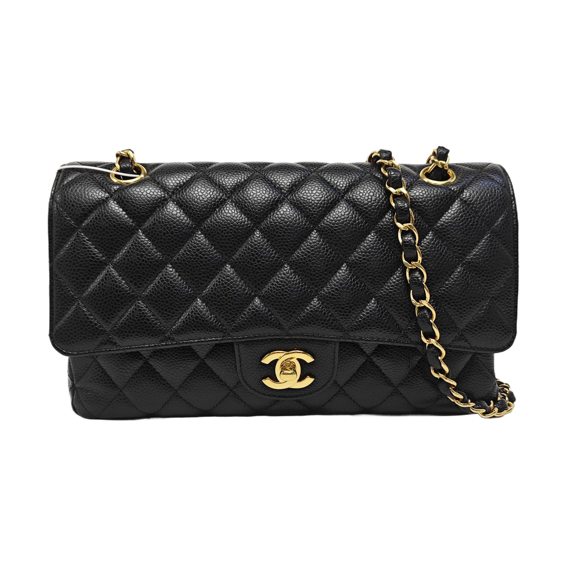CLASSIC FLAP Medium Quilted Grained Calfskin Black