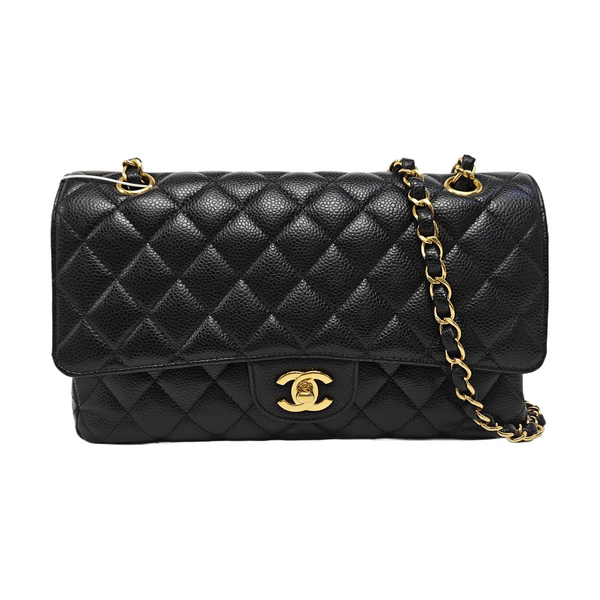 CLASSIC FLAP Medium Quilted Grained Calfskin Black