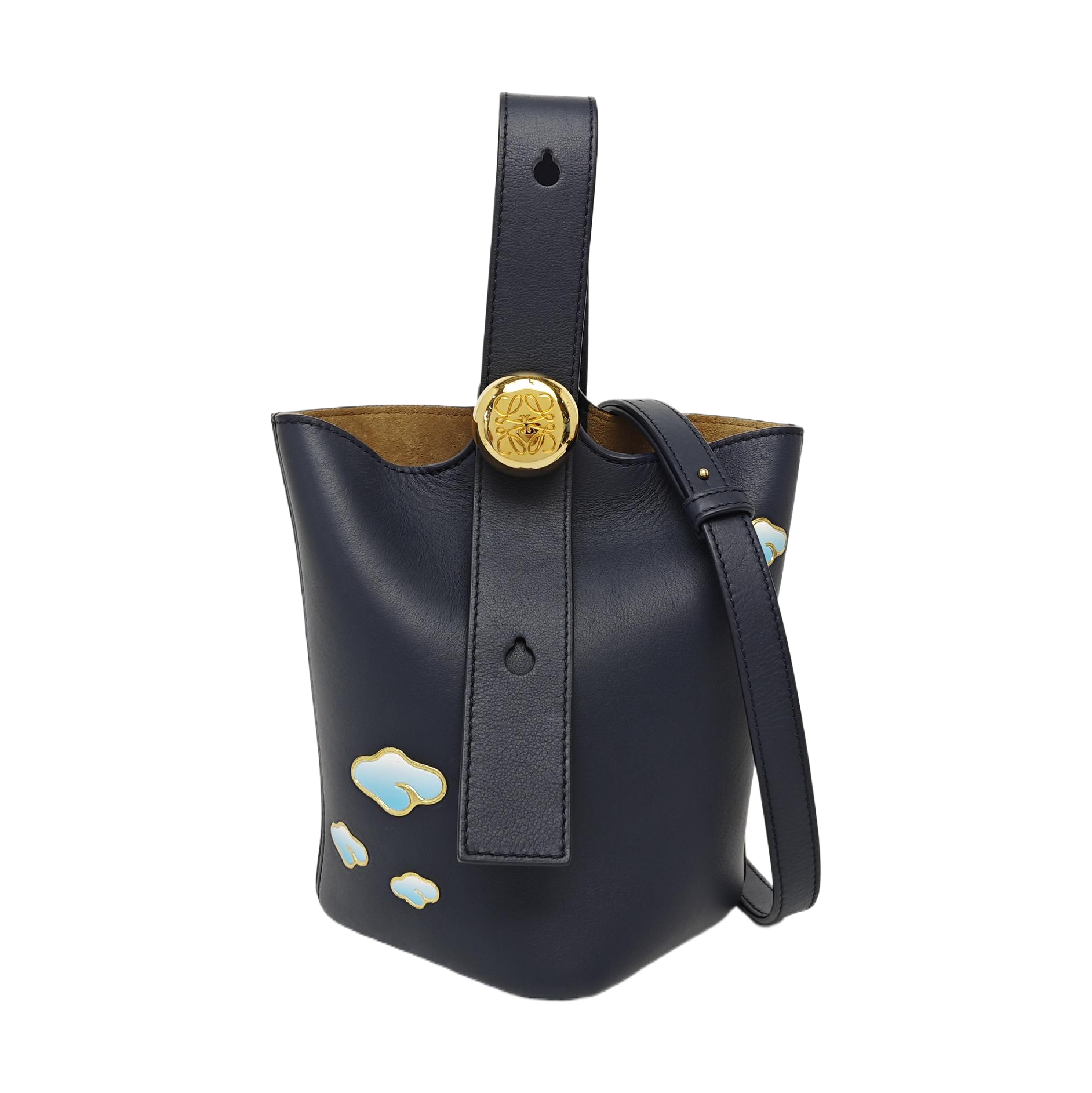 Pebble Bucket Mini Calfskin Blue