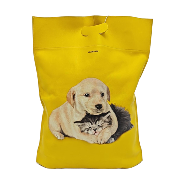 Calfskin Top Handle Bag Medium Yellow