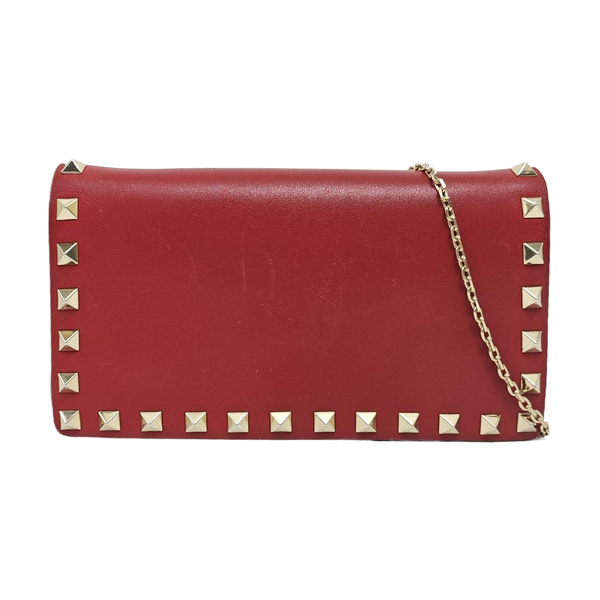 Rockstud Calfskin Red