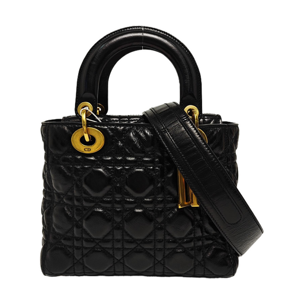 Lady Dior Pequeño Piel de Cordero Acolchado Negro