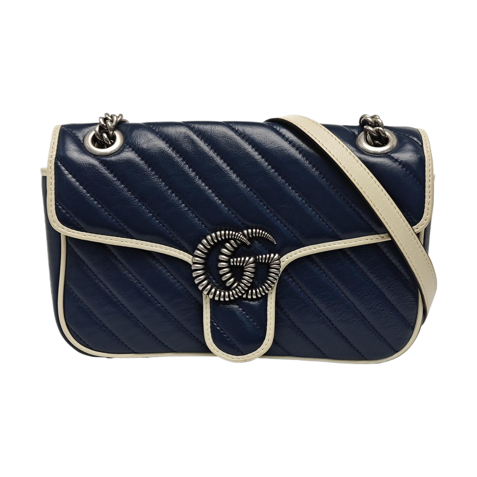 GG Marmont Medium Quilted Calfskin Blue